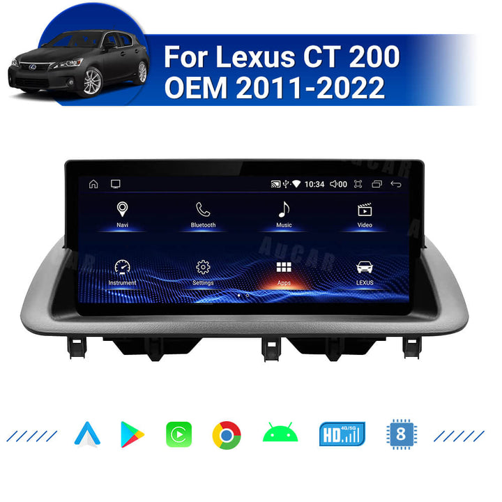 AuCAR Android 13 Car Multimedia Player for Lexus CT200 OEM 2011-2022 GPS Navigation WIFI Radio stereo head unit