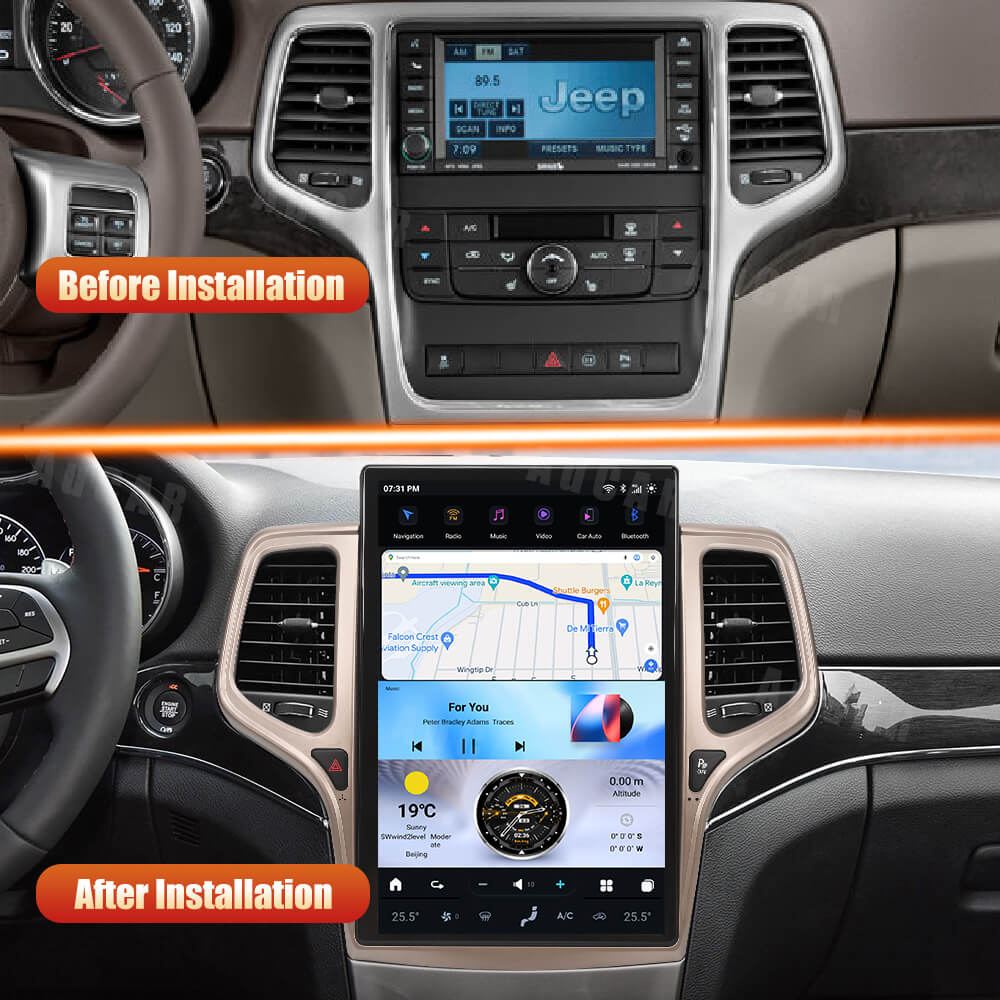 AuCar Tesla Android 13 14.5" Car Radio GPS Navigation For Jeep Grand Cherokee 2014-2020 Car Multimedia Stereo Player Car Video