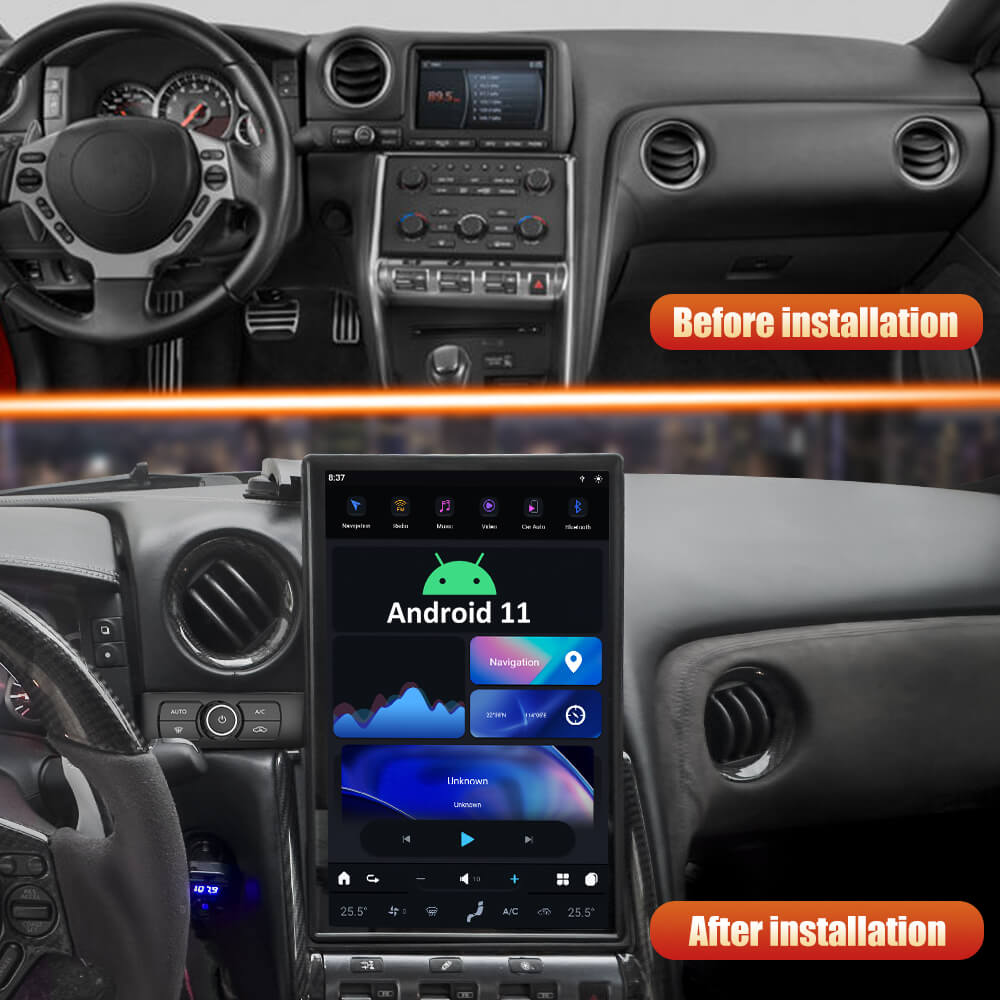 AuCar Tesla Android 11 14.4" Car Radio GPS Navigation For Nissan GTR R35 2008-2015 Car Multimedia Stereo Player Car Video