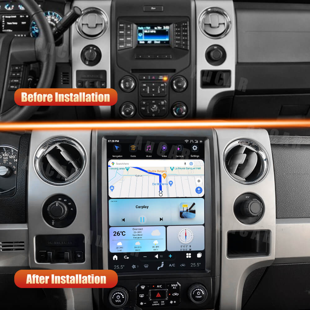 AuCar Tesla Android 13 12.1" Car Radio GPS Navigation For Ford F150 F250 Raptor 2013-2014