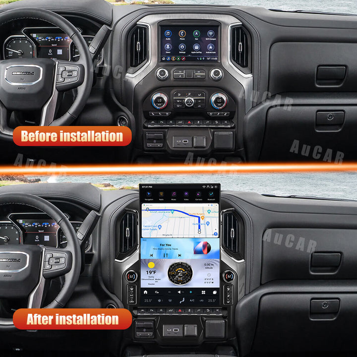AuCar Tesla Android 17.2″ with LED knobs Car Radio GPS Navigation For Chevrolet Silverado GMC Sierra 2019-2026