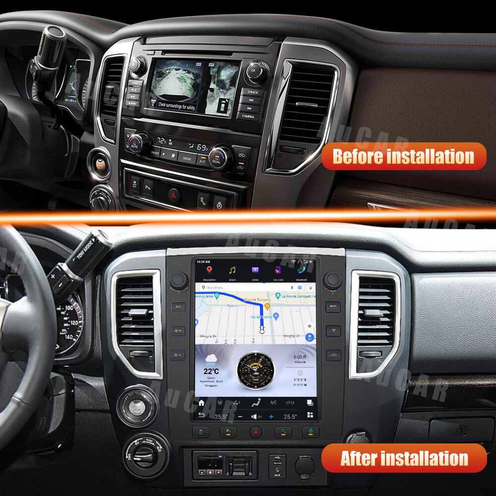 AuCar Tesla Android 13 12.1" Car Radio GPS Navigation For Nissan Titan 2016-2019