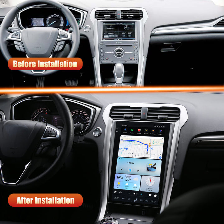 AuCar Tesla Android 13 13.6" Car Radio GPS Navigation For Ford Mondeo Fusion MK5 2014-2020