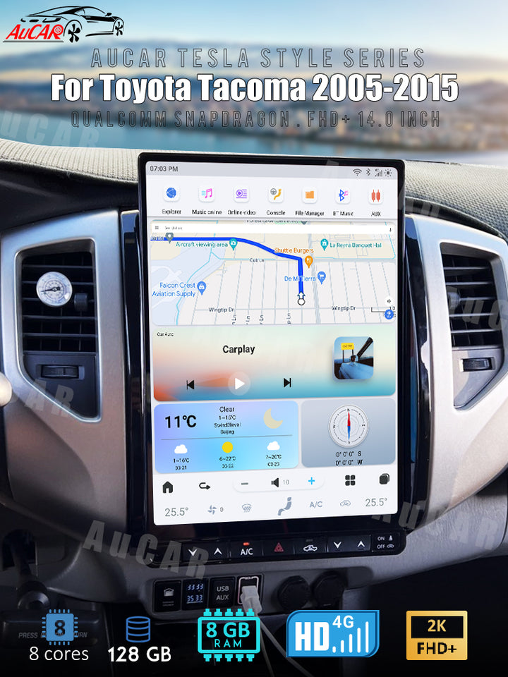 AUCARAUTO Tesla Android 13 14.0" Car Radio GPS Navigation For Toyota Tacoma 2005-2015