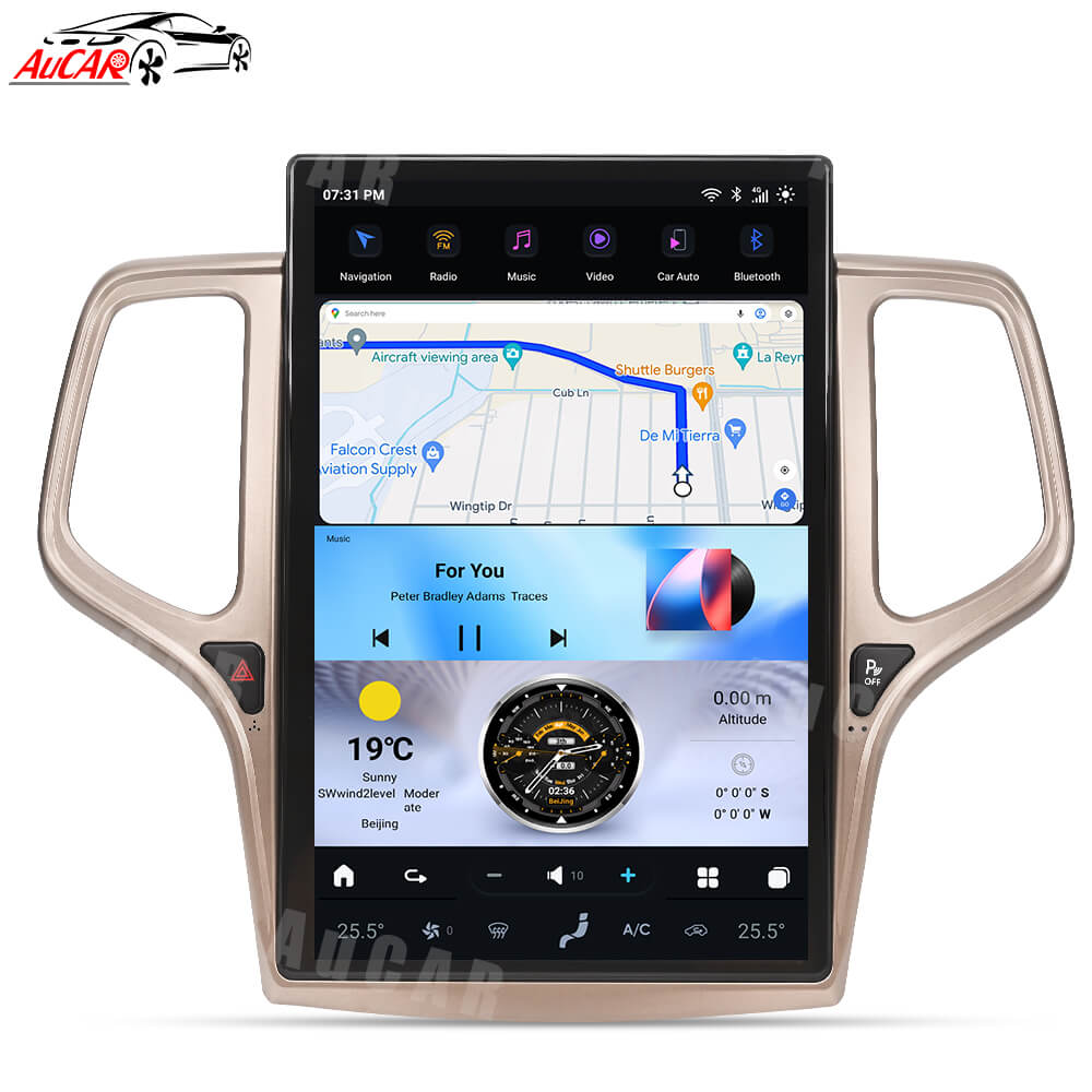AuCar Tesla Android 13 14.5" Car Radio GPS Navigation For Jeep Grand Cherokee 2014-2020 Car Multimedia Stereo Player Car Video
