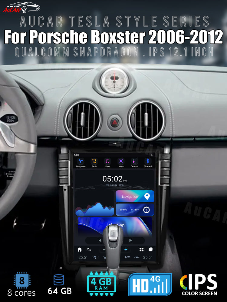 AuCar Android 12 12.1" Car Radio GPS Navigation For Porsche Boxster 2006-2012 Car Multimedia Stereo Player Car Video