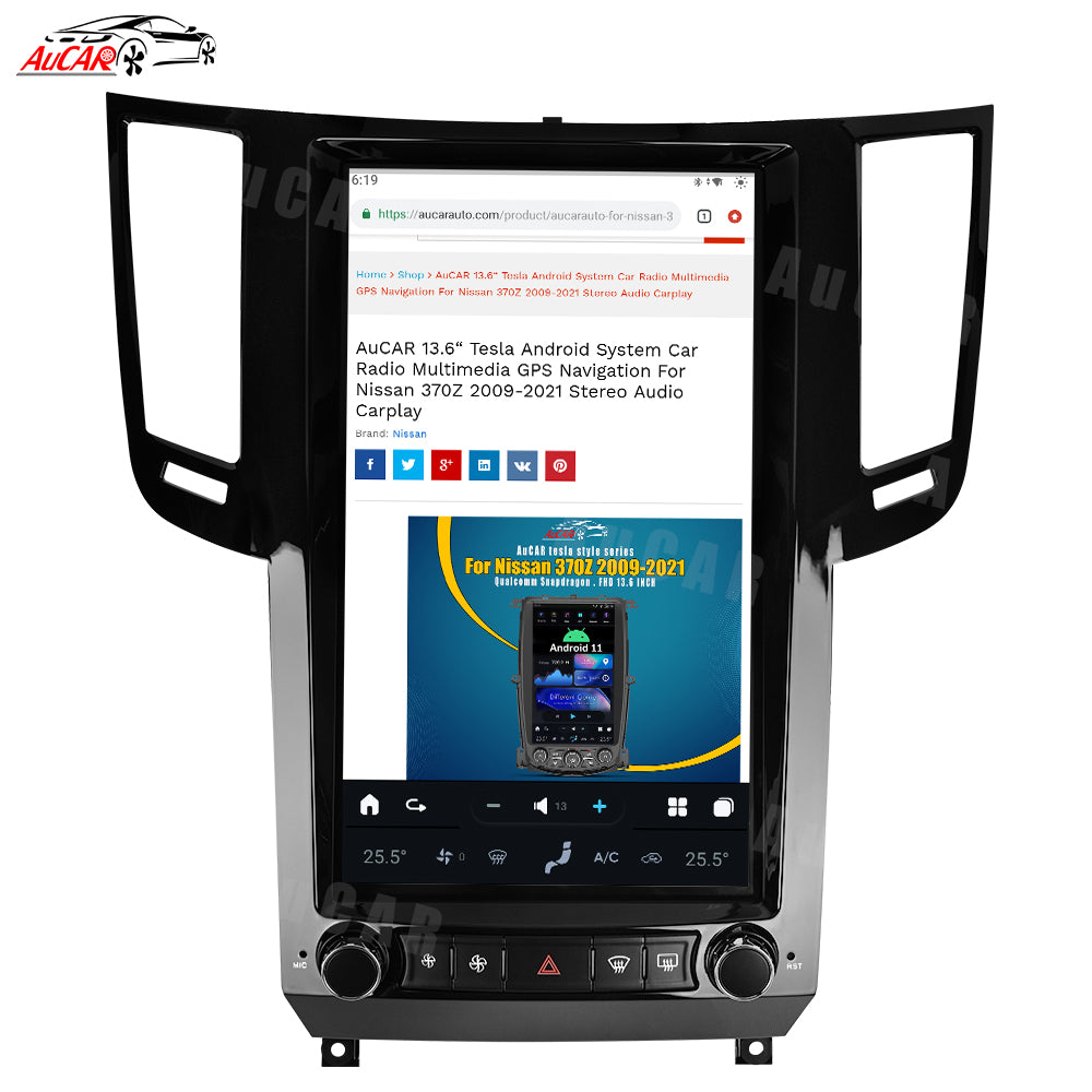 AuCar Tesla Android 11 13.6" Car Radio GPS Navigation For Infiniti FX35 FX37 FX50 QX70 2009-2016 Car Multimedia Stereo Player Car Video