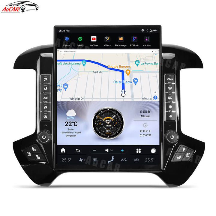 AuCar Tesla Android 15.6″ Car Radio GPS Navigation For GMC Sierra Chevrolet Silverado 2014-2019