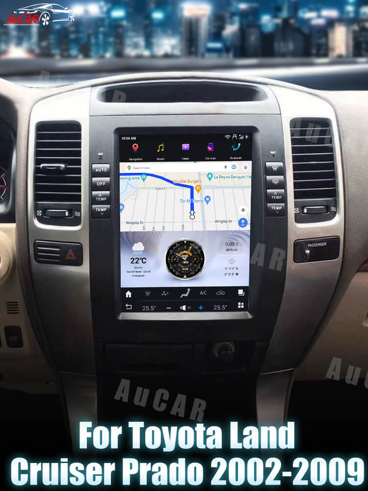 AuCar Tesla Android 10.4" Car Radio GPS Navigation For Toyota Land Cruiser Prado 2002-2009 Car Multimedia Stereo Player Car Video