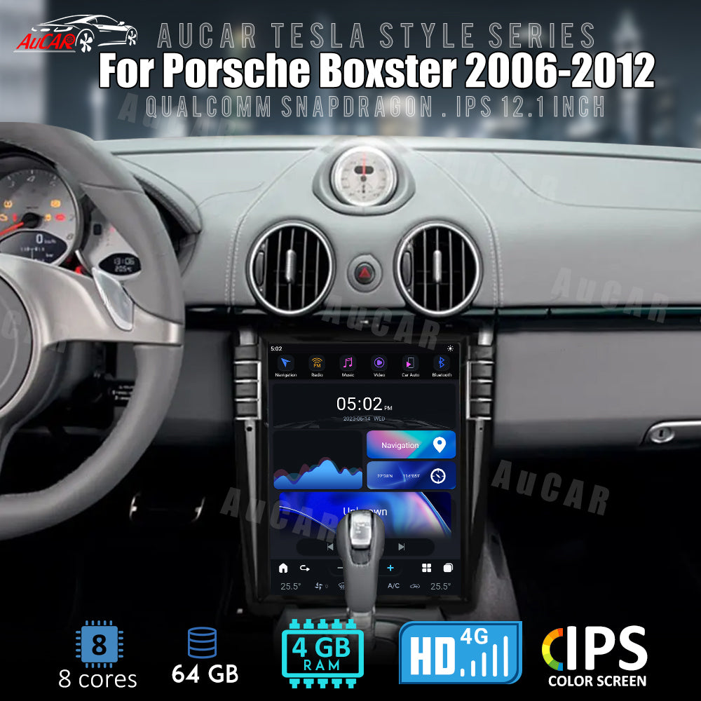AuCar Android 12 12.1" Car Radio GPS Navigation For Porsche Boxster 2006-2012 Car Multimedia Stereo Player Car Video