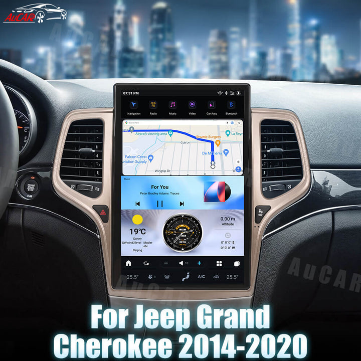 AuCar Tesla Android 13 14.5" Car Radio GPS Navigation For Jeep Grand Cherokee 2014-2020 Car Multimedia Stereo Player Car Video