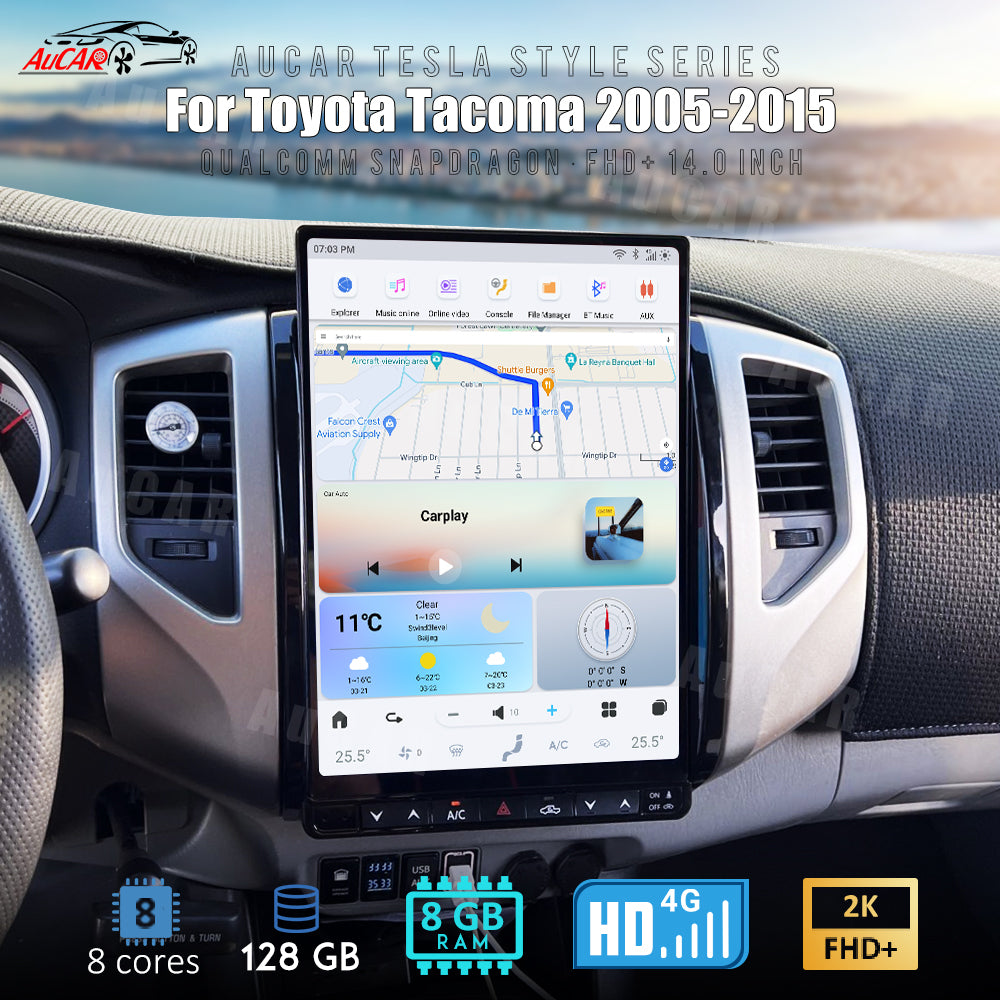 AUCARAUTO Tesla Android 13 14.0" Car Radio GPS Navigation For Toyota Tacoma 2005-2015