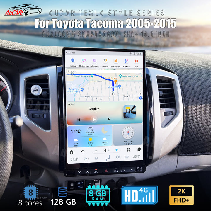 AUCARAUTO Tesla Android 13 14.0" Car Radio GPS Navigation For Toyota Tacoma 2005-2015