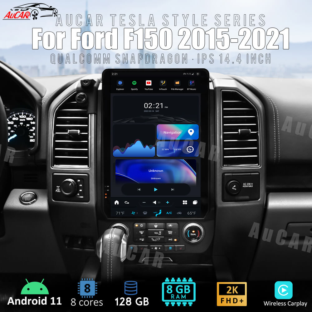 AuCar Tesla Android 14.4" Car Radio GPS Navigation For Ford F150 F250 Raptor 2015-2021 Car Multimedia Stereo Player Car Video