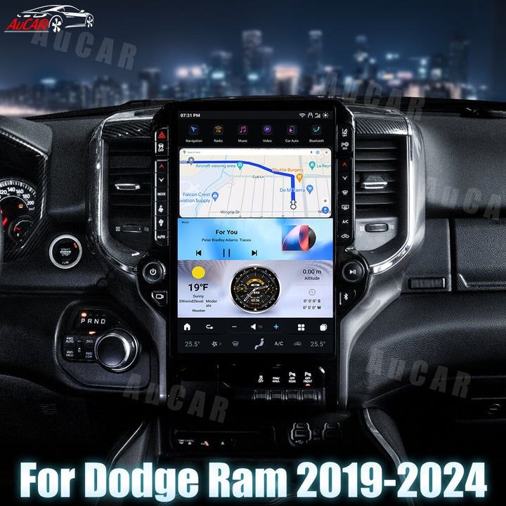 AuCar Tesla Android 14.4" Car Radio GPS Navigation For Dodge Ram 2019-2024 compatible with OEM 5" &amp;amp; 8.4" Screens