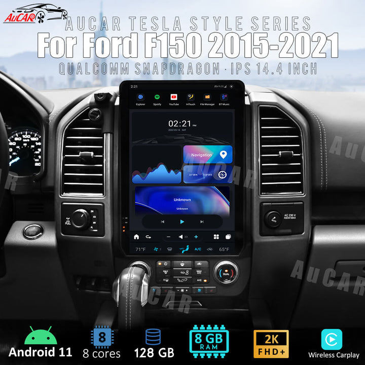 AuCar Tesla Android 14.4" Car Radio GPS Navigation For Ford F150 F250 Raptor 2015-2021 Car Multimedia Stereo Player Car Video