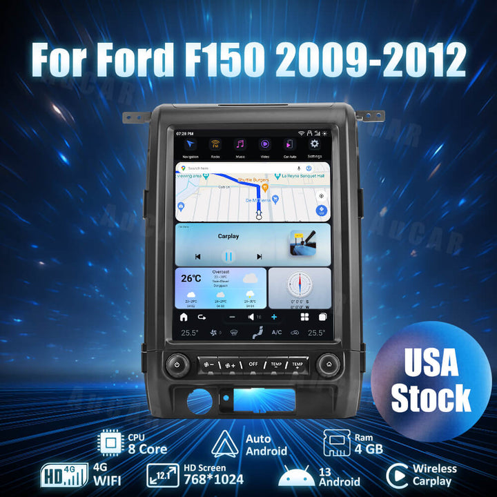 AuCar Tesla Android 13 12.1" Car Radio GPS Navigation For Ford F150 F250 Raptor 2009-2012