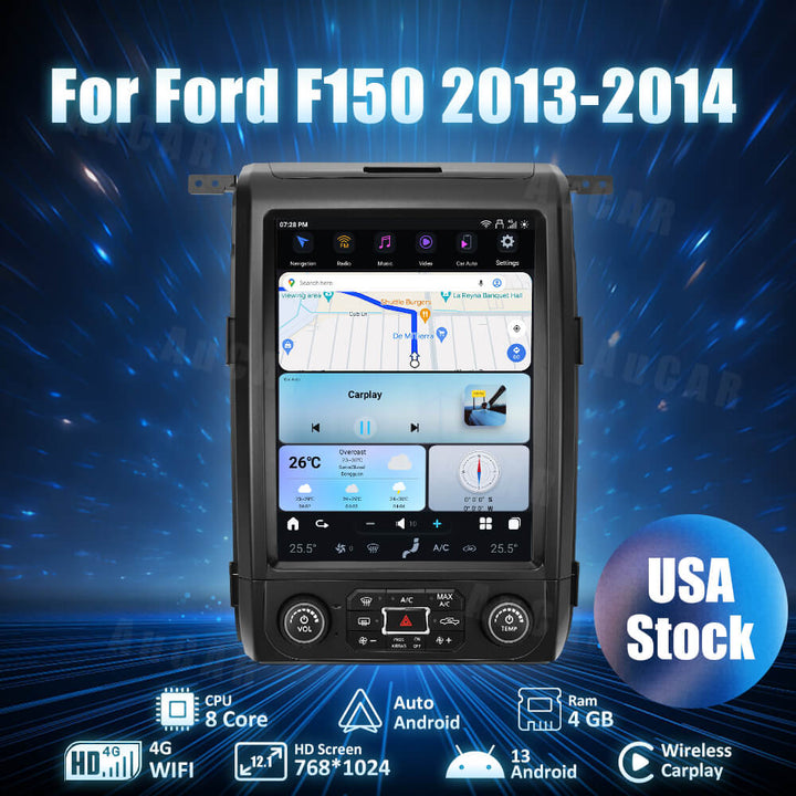 AuCar Tesla Android 13 12.1" Car Radio GPS Navigation For Ford F150 F250 Raptor 2013-2014