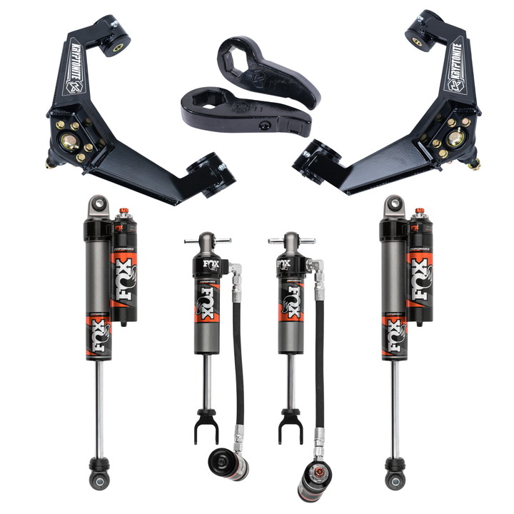 Kryptonite Stage 3 Leveling Kit with Fox 2.5 Performance Elite Shocks for 2011-2019 Chevy/GMC 2500HD/3500HD