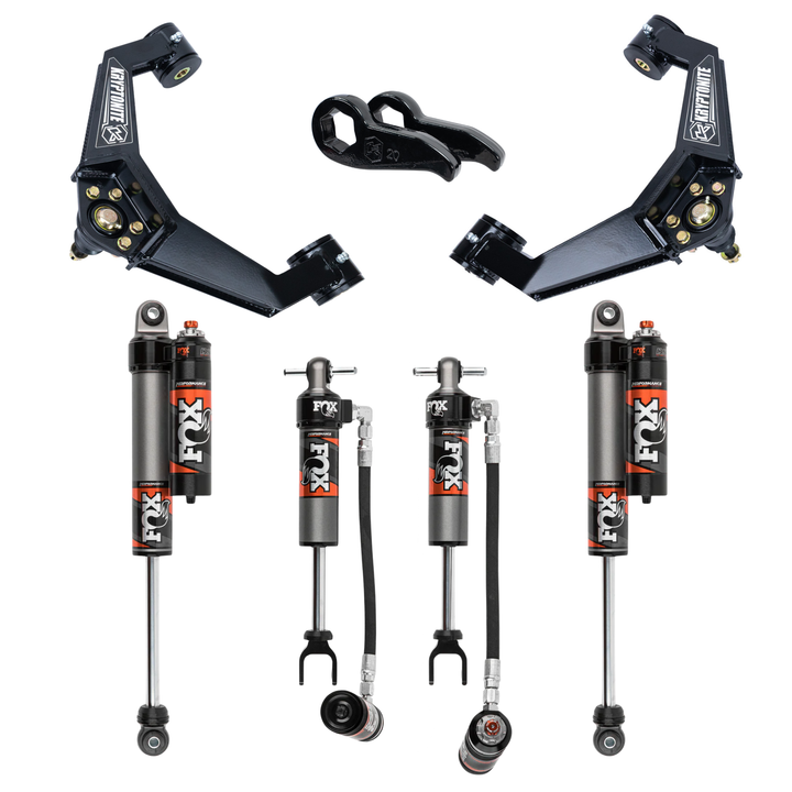 Kryptonite Stage 3 Leveling Kit with Fox 2.5 Performance Elite Shocks for 2020-2026 Chevy/GMC 2500HD/3500HD