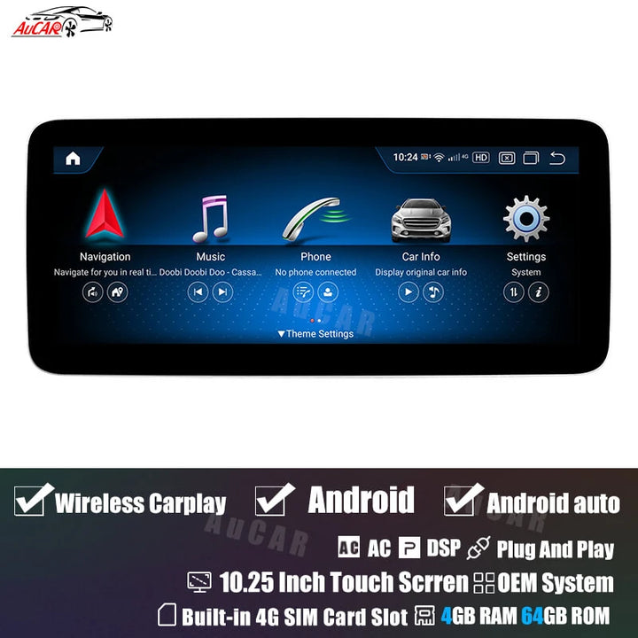 AuCAR Android 10.25/12.3 Head Unit Car Video For Mercedes-Benz C/GLC-Class W205/X253 2015-2018