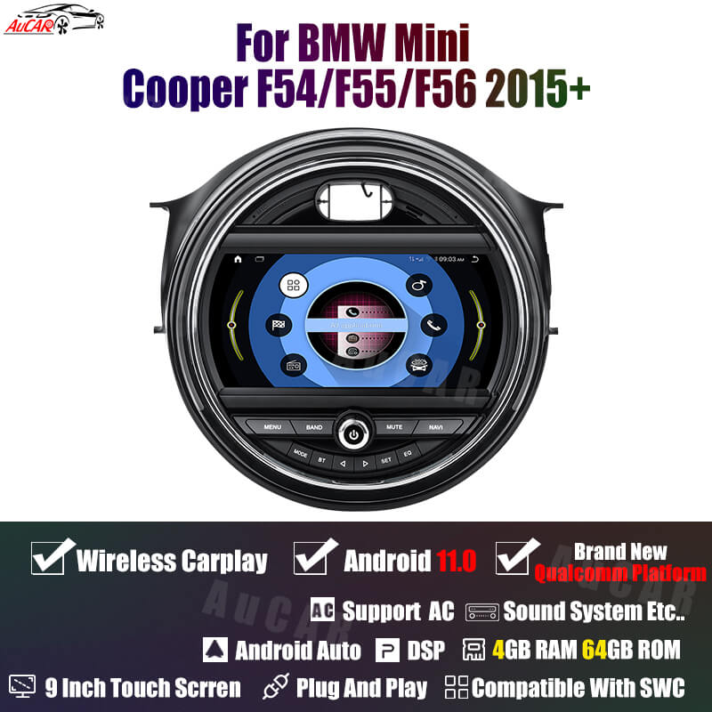 AuCar Android 11 9" Car Radio GPS Navigation For BMW Mini Cooper F54/F55/F56 2015+ Car Multimedia Stereo Player Car Video