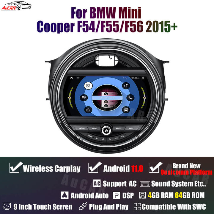 AuCar Android 11 9" Car Radio GPS Navigation For BMW Mini Cooper F54/F55/F56 2015+ Car Multimedia Stereo Player Car Video