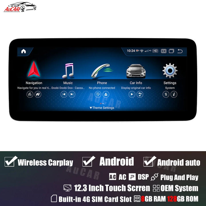 AuCAR Android 10.25/12.3 Head Unit Car Video For Mercedes-Benz C/GLC-Class W205/X253 2015-2018