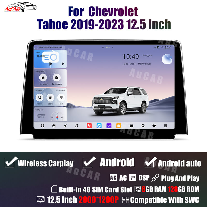 AUCARAUTO Android 12.5" Car Radio GPS Navigation For Chevrolet Tahoe 2019-2023