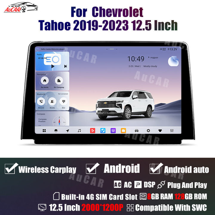 AUCARAUTO Android 12.5" Car Radio GPS Navigation For Chevrolet Tahoe 2019-2023