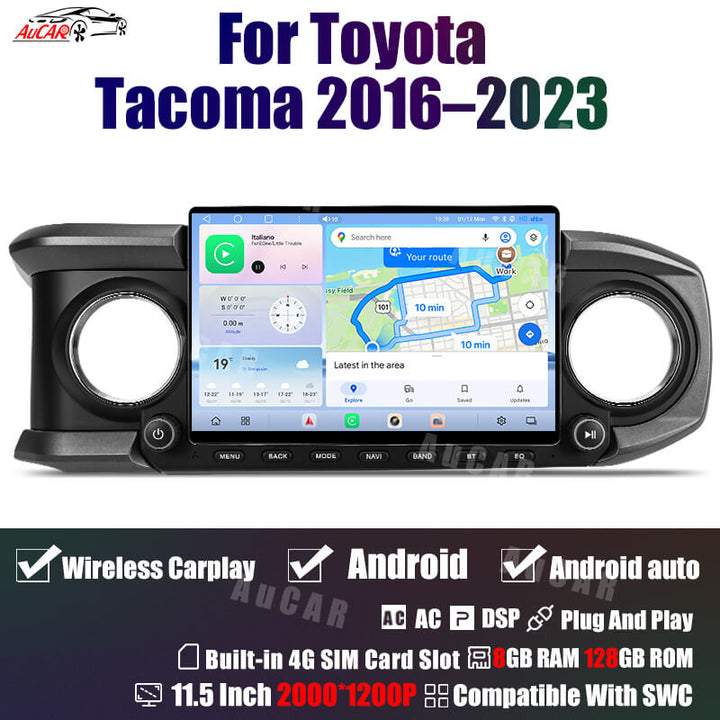 AUCAR Android 11.5" Car Radio GPS Navigation For Toyota Tacoma 2016-2023
