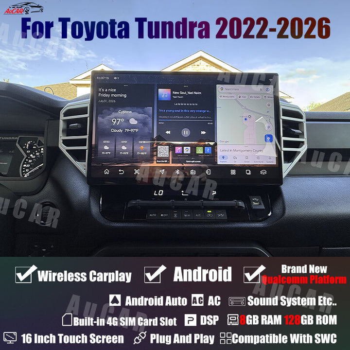 Pre-order AuCar Android 16" Car Radio GPS Navigation For Toyota Tundra 2022-2026