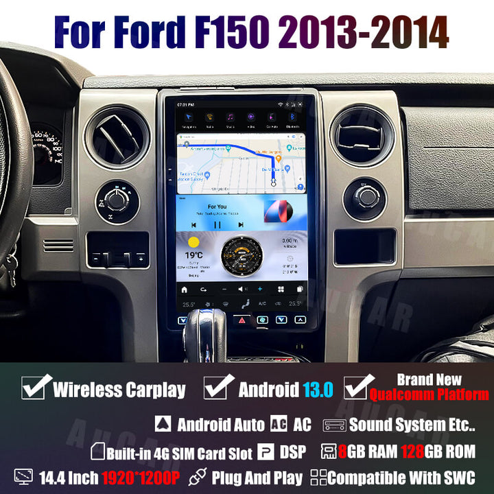 AuCar Tesla Android 13 14.4" Car Radio GPS Navigation For Ford F150 F250 Raptor 2013-2014