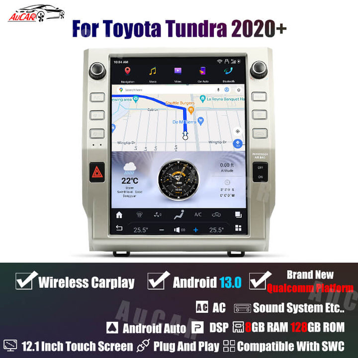 AuCar Tesla Android 13 12.1" Car Radio GPS Navigation For Toyota Tundra/sequoia 2014-2021 Car Multimedia Stereo Player Car Video