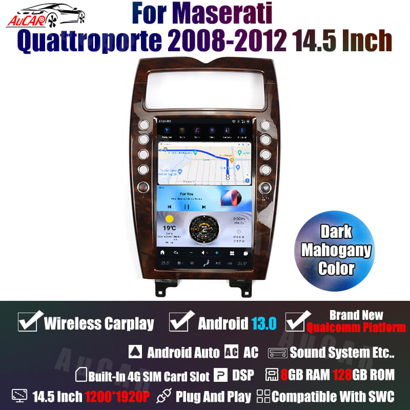 AuCar Tesla Android 13 14.5" Car Radio GPS Navigation For Maserati Quattroporte 2004-2012 Car Multimedia Stereo Player Car Video