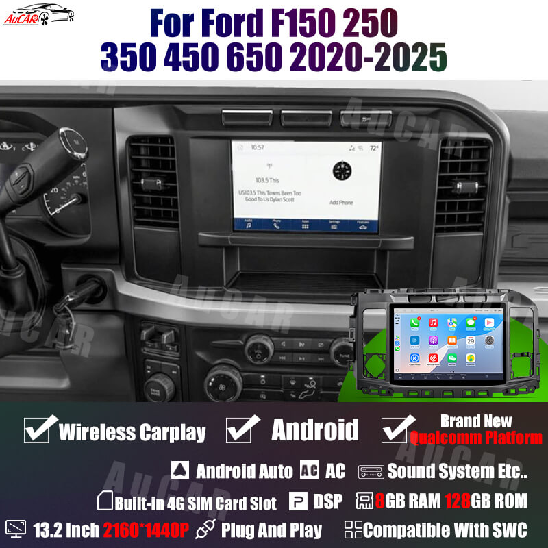 AuCar Tesla Android 13.2" Car Radio GPS Navigation For Ford F150 F250 F350 F450 F650 Raptor 2020-2025