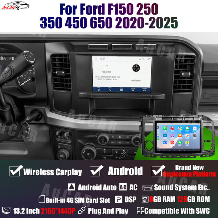 AuCar Tesla Android 13.2" Car Radio GPS Navigation For Ford F150 F250 F350 F450 F650 Raptor 2020-2025