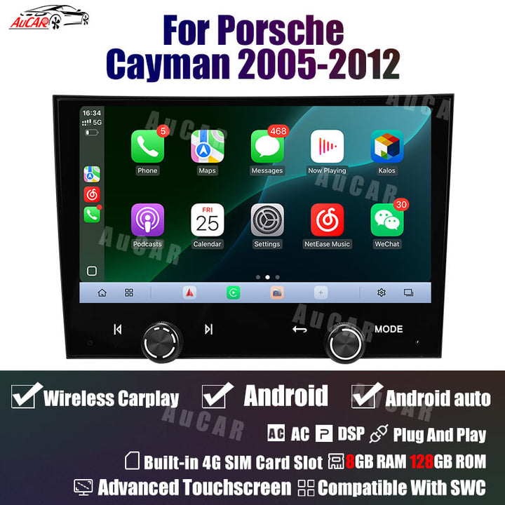AuCAR Android 10 Head Unit Car Video For Porsche Cayman 2005-2012 Car Multimedia Player GPS Navi Audio Radio Stereo Head Unit Car Video