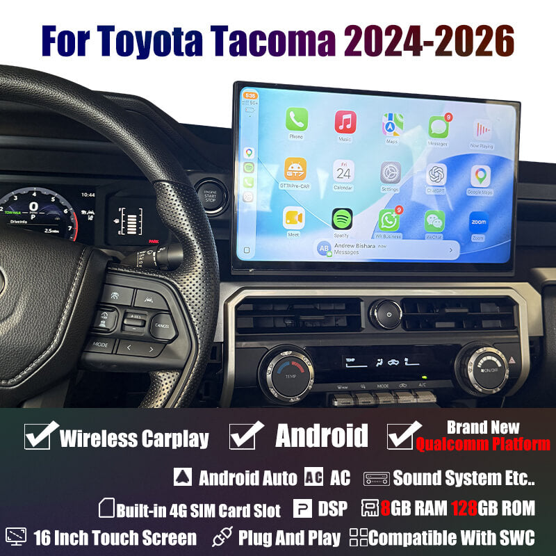 AUCAR Android 16" Car Radio GPS Navigation For Toyota Tacoma/4Runner 2024-2026
