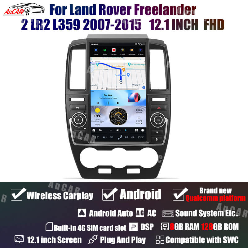 AuCar Tesla Android 12.1" Car Radio GPS Navigation For Land Rover Freelander 2 LR2 L359 2007-2015 Car Multimedia Stereo Player Car Video
