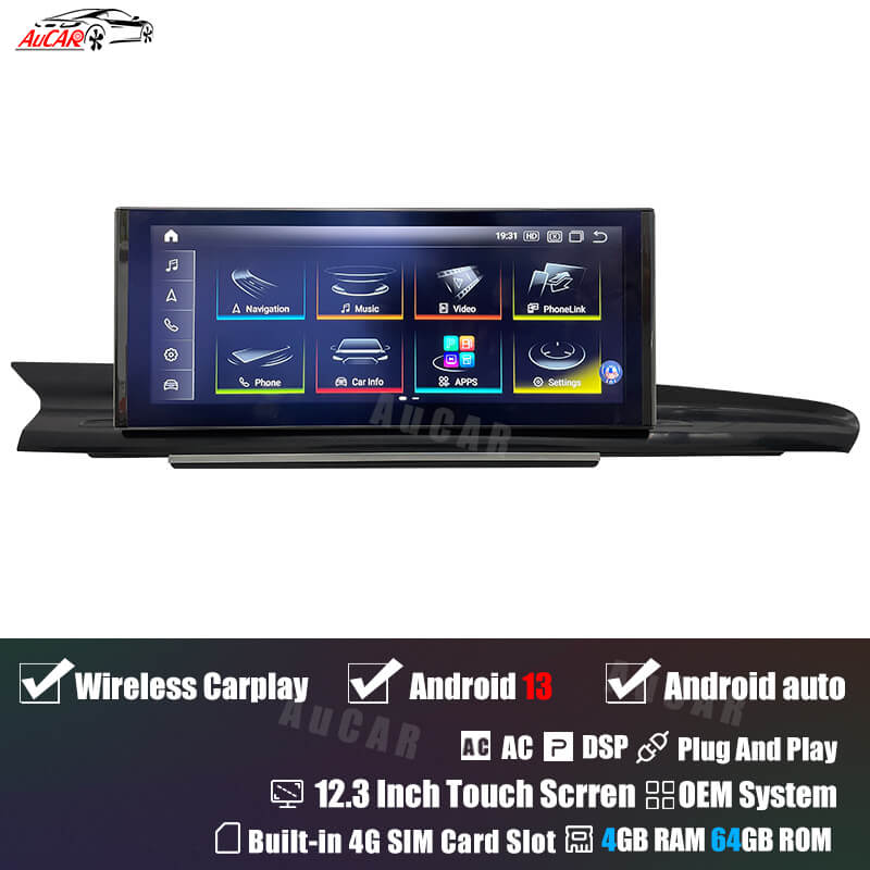 AuCar Android 13 12.3" Car Radio GPS Navigation For Audi A6 A7 S6 S7 RS6 RS7 2012-2018 Car Multimedia Stereo Player Car Video