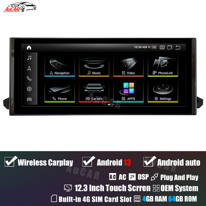 AuCar Android 13 12.3" Car Radio GPS Navigation For Audi Q5L 2018-2020 Car Multimedia Stereo Player Car Video