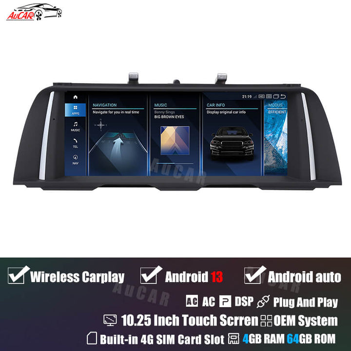 AuCar Android 13 Car Radio GPS Navigation For BMW 5 Series F11 F12 F13 Car Multimedia Stereo Player Car Video