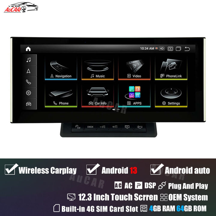 AuCar Android 13 12.3" Car Radio GPS Navigation For Audi A6 2005-2011 Car Multimedia Stereo Player Car Video