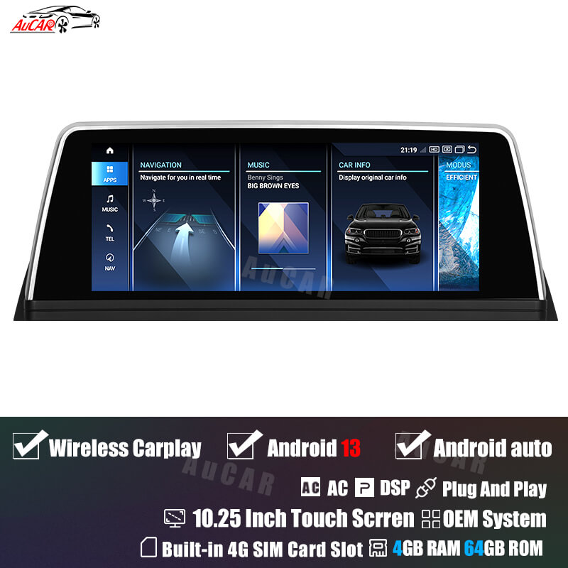AuCar Android Screen Size Car Radio GPS Navigation For BMW 7 Series E65 E66 2005-2009 Car Multimedia Stereo Player Car Video