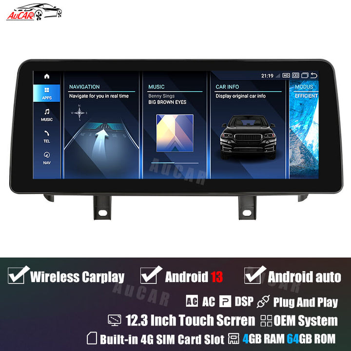 AuCar Android 13 10.25 / 12.3 Screen Size Car Radio GPS Navigation For BMW X5 F15 Car Multimedia Stereo Player Car Video