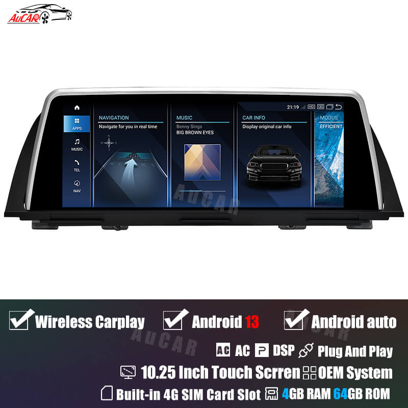 AuCAR Android 13 10.25/12.3 Head Unit Car Video For BMW 5 Series F10 F11 F12 Car Multimedia Player GPS Navi Audio Radio Stereo Head Unit