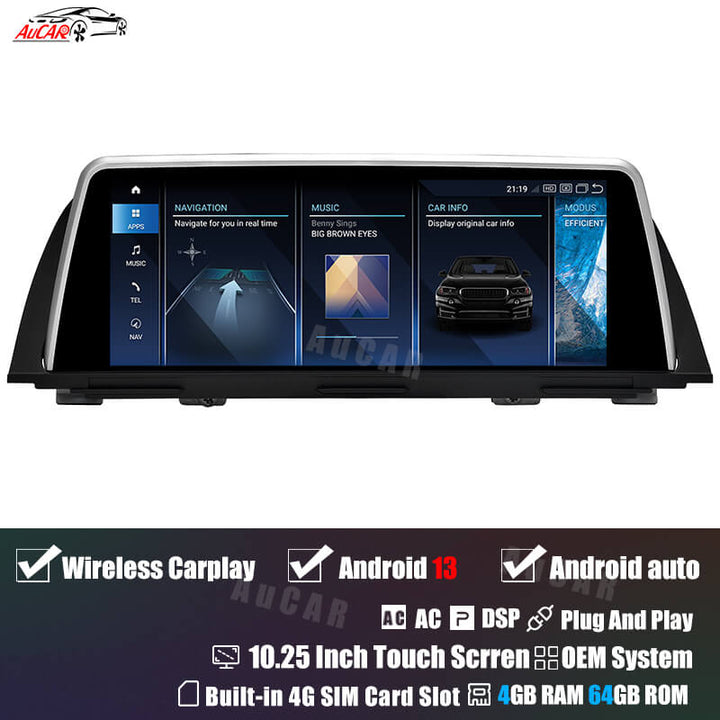 AuCAR Android 13 10.25/12.3 Head Unit Car Video For BMW 5 Series F10 F11 F12 Car Multimedia Player GPS Navi Audio Radio Stereo Head Unit