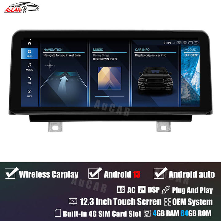 AuCar Android 13 12.3" Car Radio GPS Navigation For BMW 1 Series F20 F21 2011-2016 Car Multimedia Stereo Player Car Video