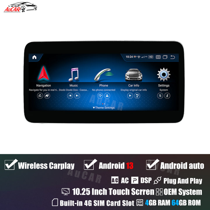 AuCAR Android 13 10.25/12.3 Head Unit Car Video For Mercedes-Benz C-GLC-Class NTG 5.0 Car Multimedia Player GPS Navi Audio Radio Stereo Head Unit